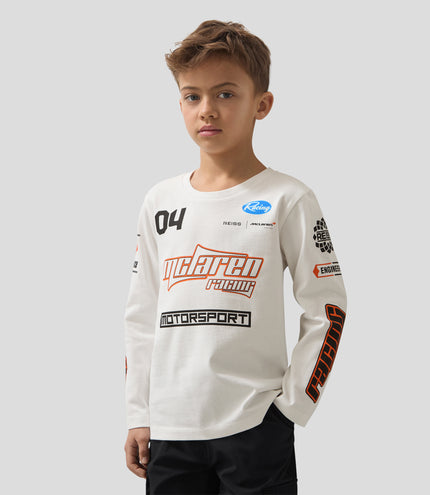 Reiss x McLaren Formula 1 Team Juniors Logo Long Sleeve T-Shirt - White