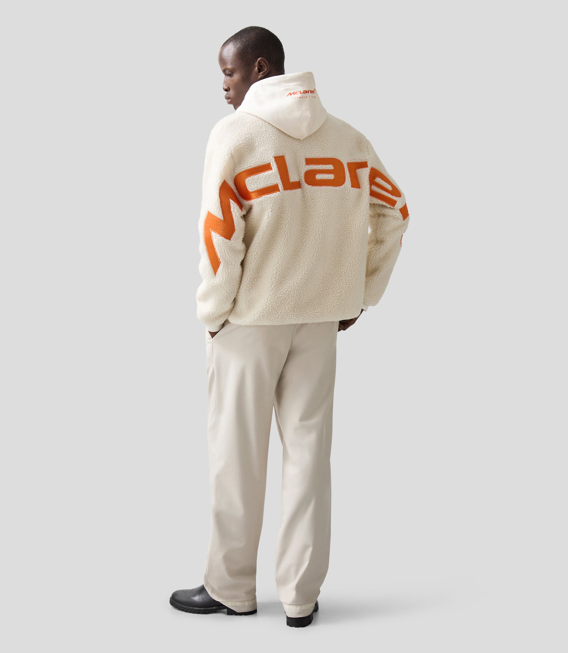 Reiss x McLaren Formula 1 Team Unisex Embroidered Fleece Jacket - Off White