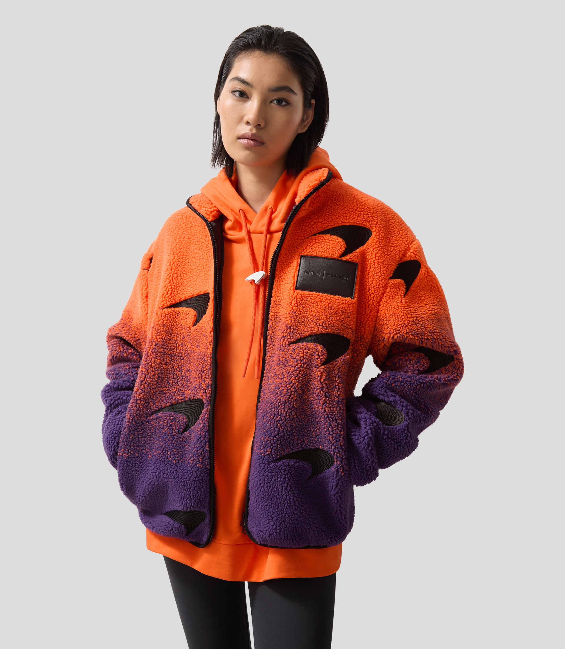 Reiss x McLaren Formula 1 Team Unisex  Ombré Fleece Jacket - Papaya/Purple