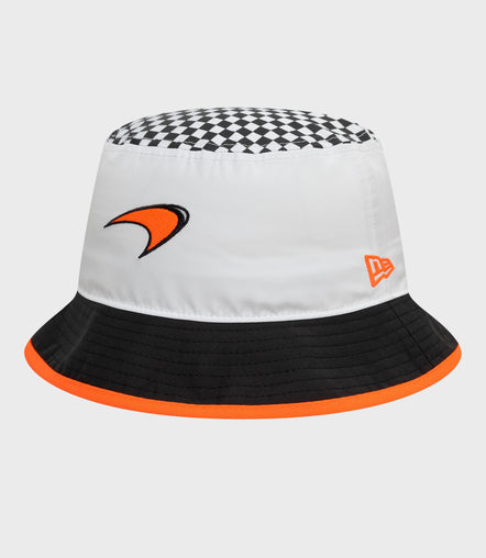 New Era x McLaren Checkered Tapered Bucket Hat - White