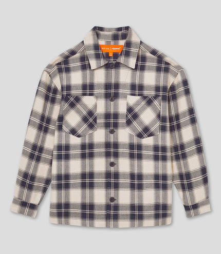 Reiss x McLaren Formula 1 Team Mens Endurance Check Logo Overshirt - Navy/Off White