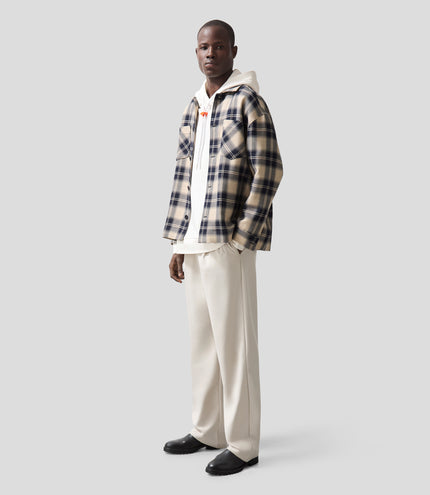 Reiss x McLaren Formula 1 Team Mens Endurance Check Logo Overshirt - Navy/Off White