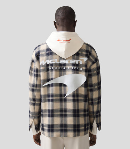 Reiss x McLaren Formula 1 Team Mens Endurance Check Logo Overshirt - Navy/Off White