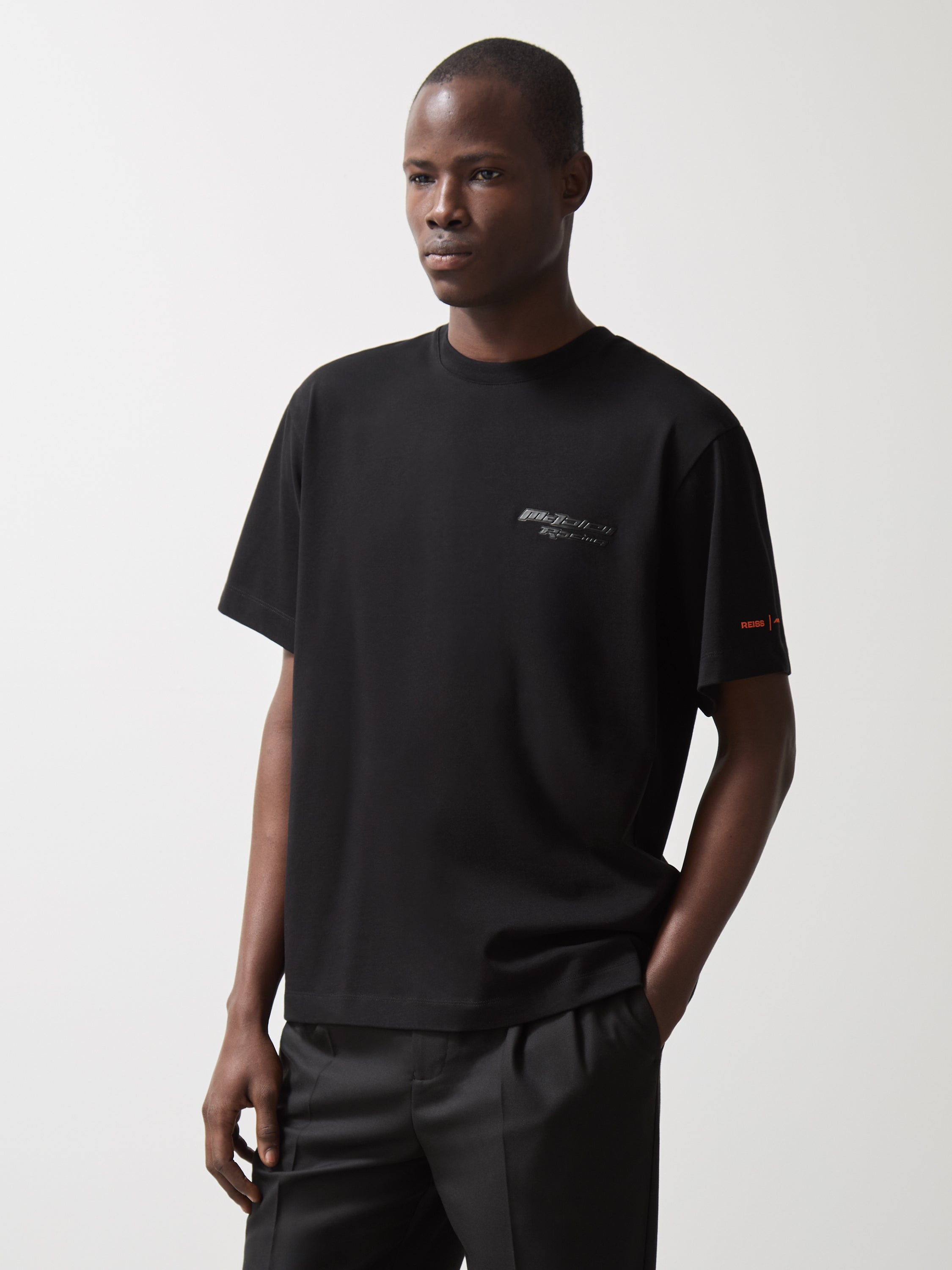 Reiss x McLaren Formula 1 Team Unisex Nakata Oversize Logo T-Shirt - Black