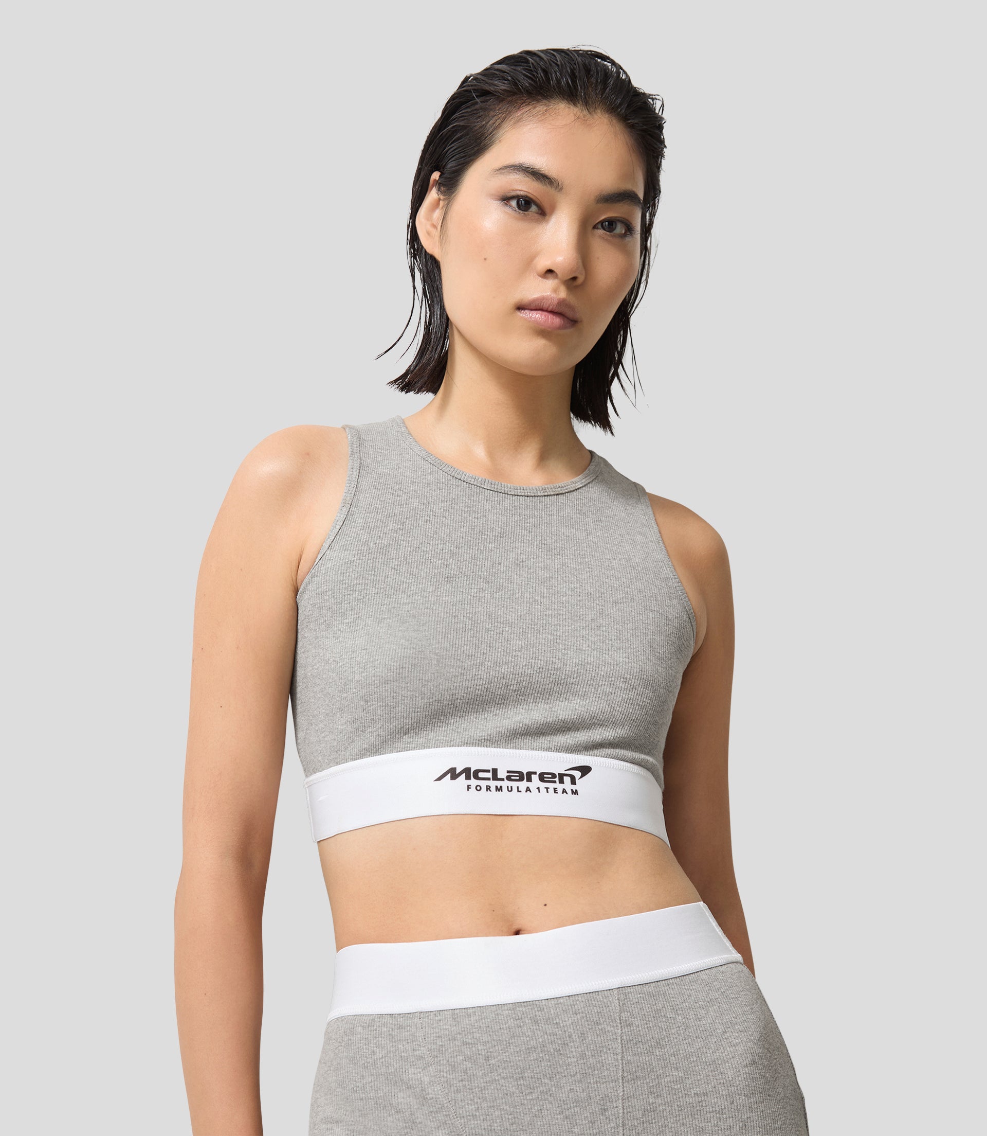 Reiss x McLaren Formula 1 Team Womens Ribbed Cropped Vest - Grey Melange