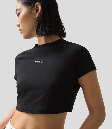 Reiss x McLaren Formula 1 Team Womens Cropped Logo T-Shirt - Black