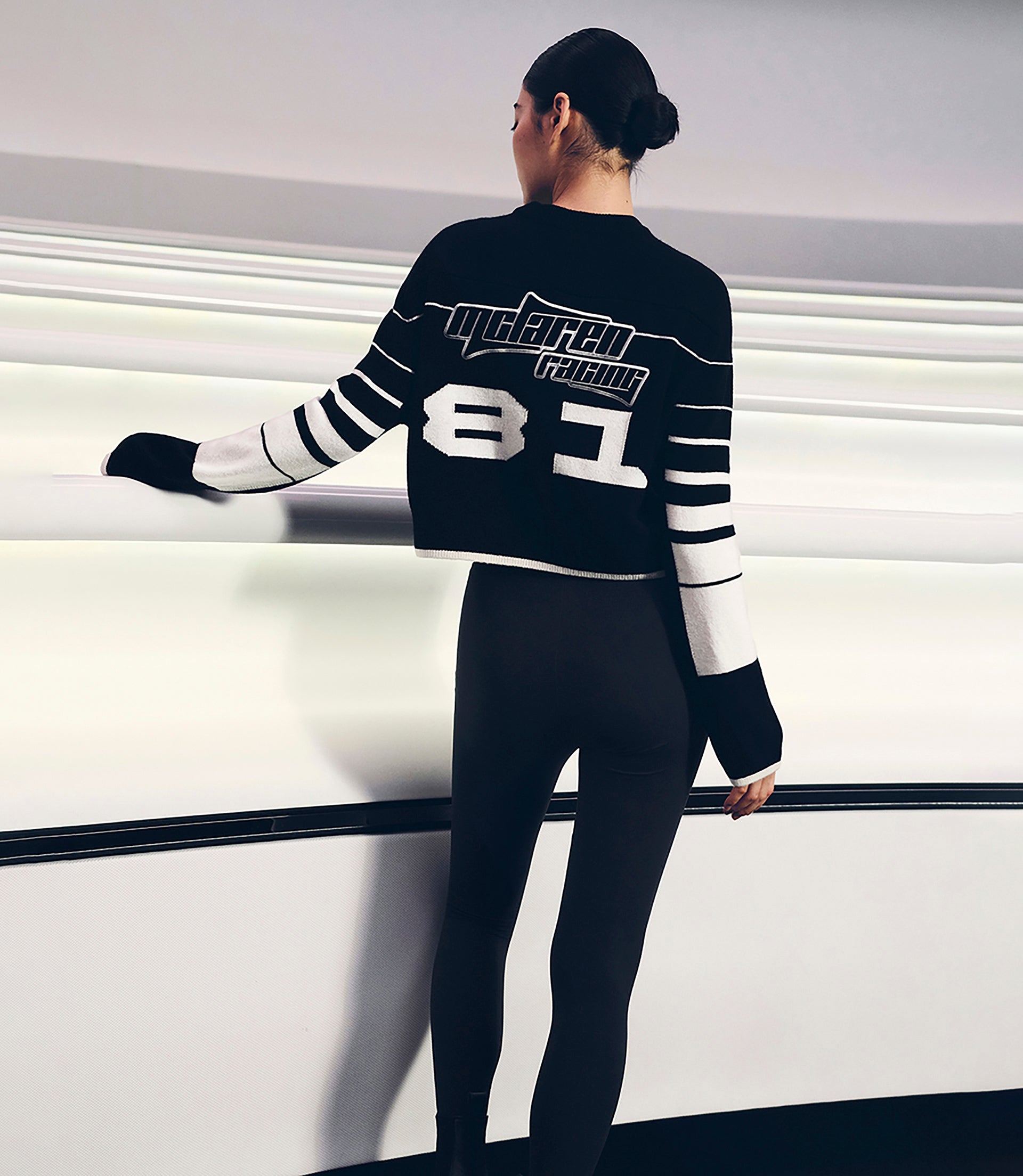 Reiss x McLaren Formula 1 Team Cropped Jumper Wool-Cashmere - Black/White