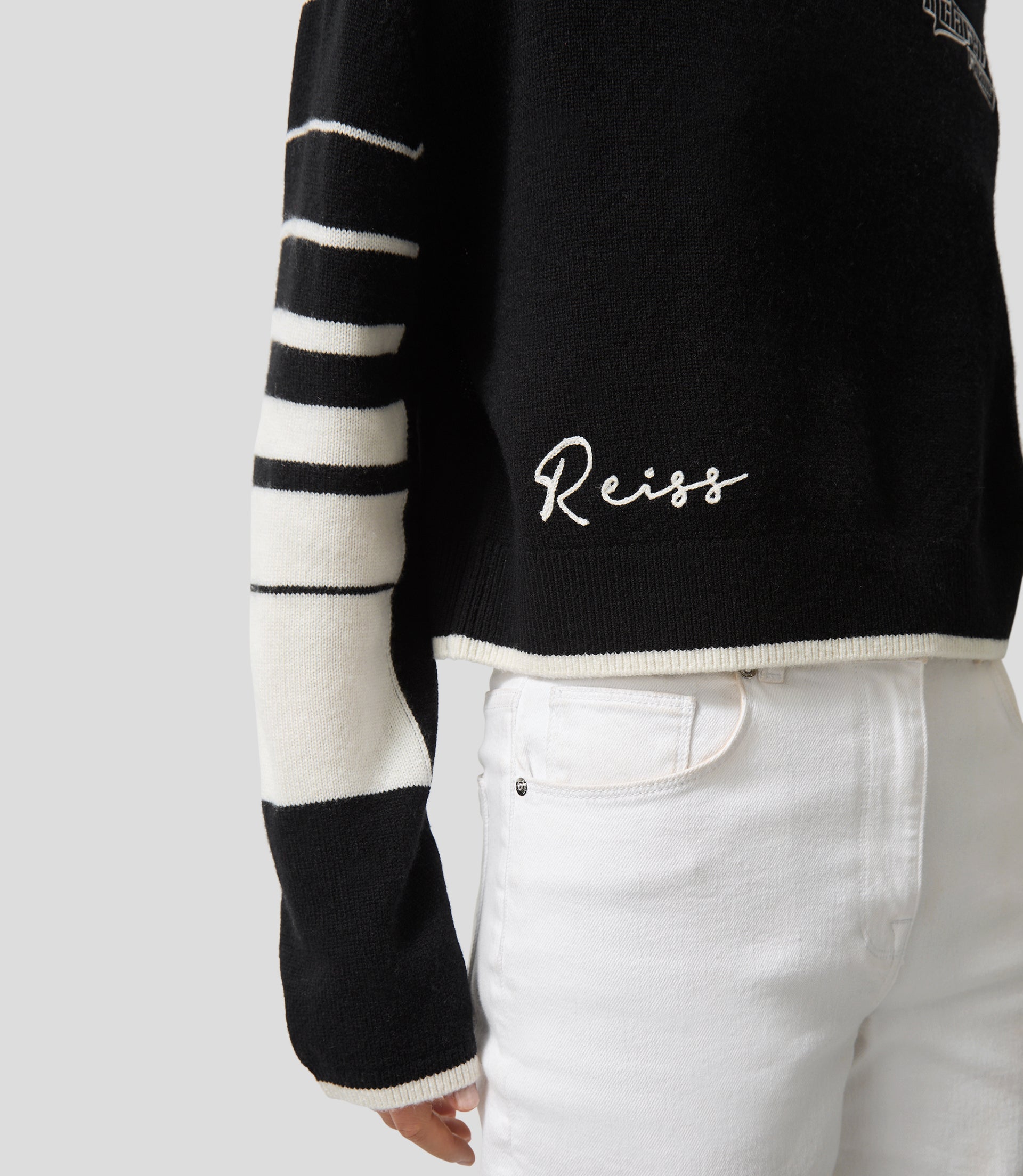 Reiss x McLaren Formula 1 Team Cropped Jumper Wool-Cashmere - Black/White