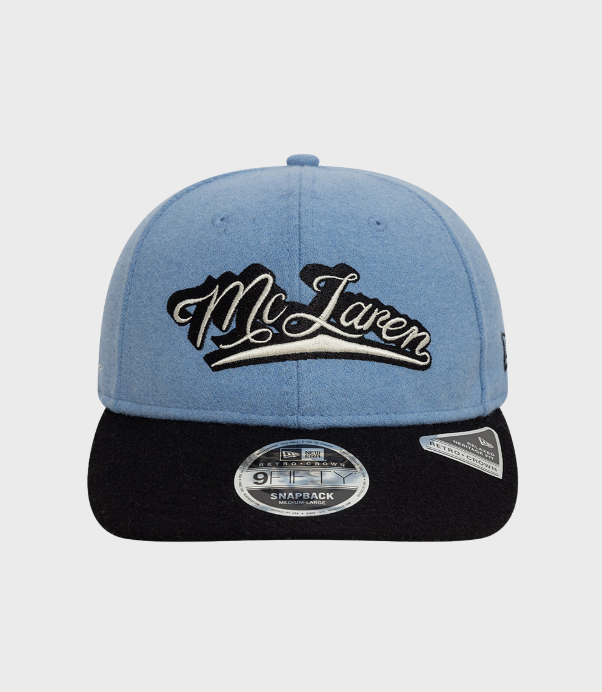 Reiss x McLaren Retro Crown 9FIFTY Snapback Cap - Heather Light Blue