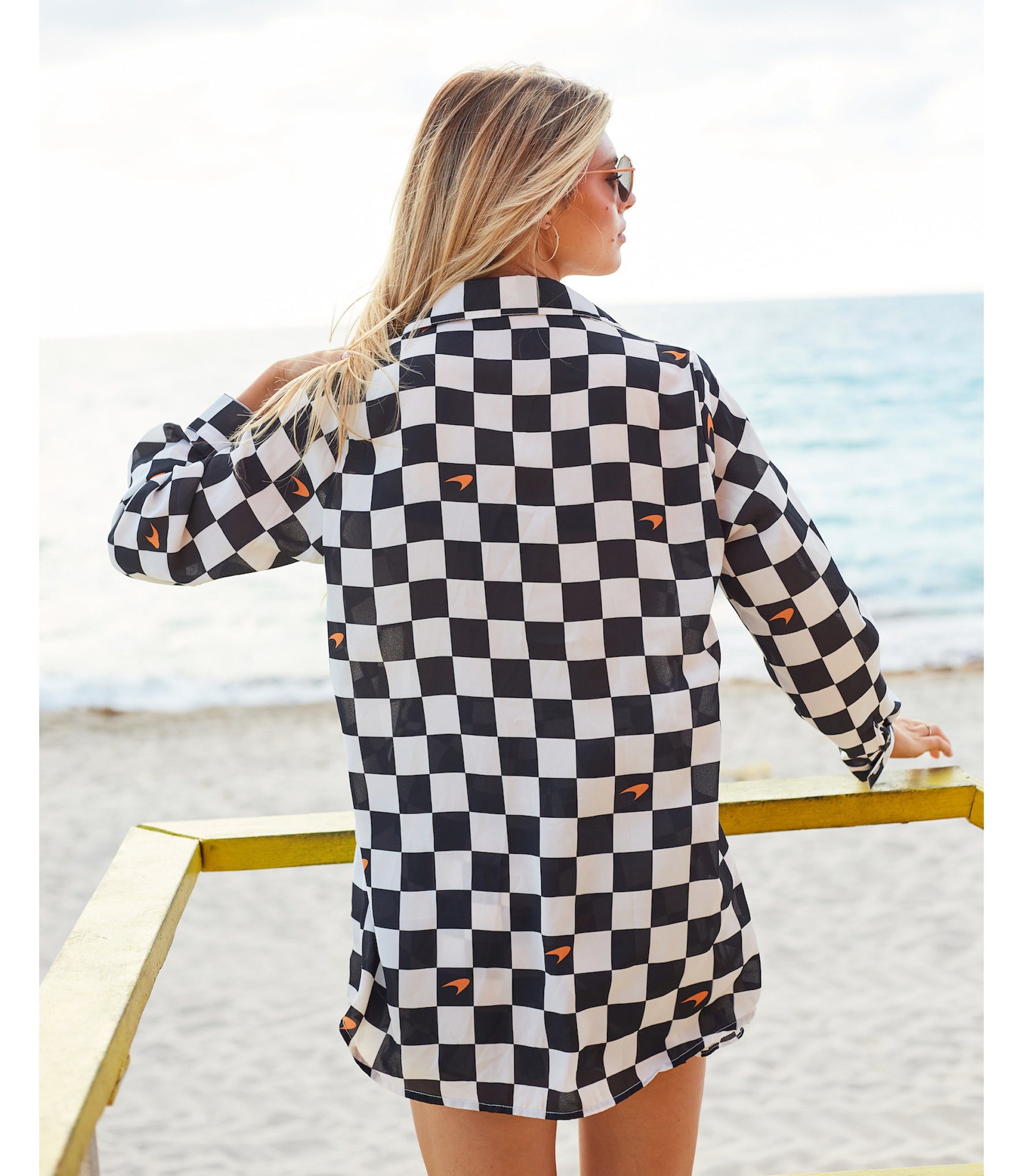 Kenny Flowers x McLaren Checkered Flag - Womens Long Sleeve Resort Shirt