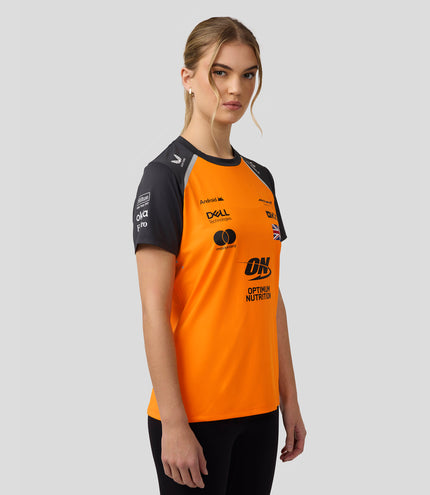 Official Womens McLaren Formula 1 Team Set Up T-Shirt Lando Norris - Papaya/Phantom