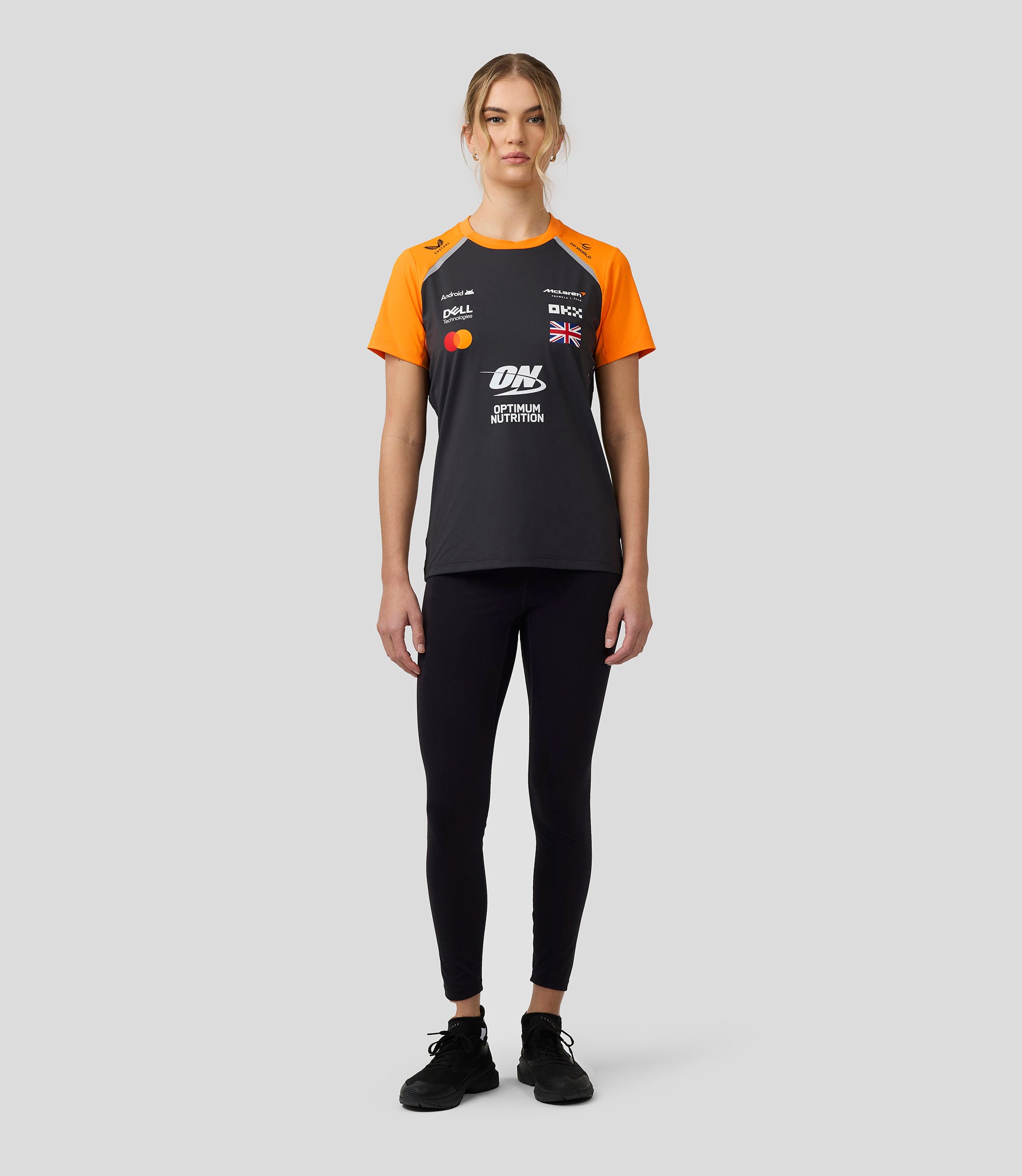 Official Womens McLaren Formula 1 Team Set Up T-Shirt Lando Norris - Phantom/Papaya