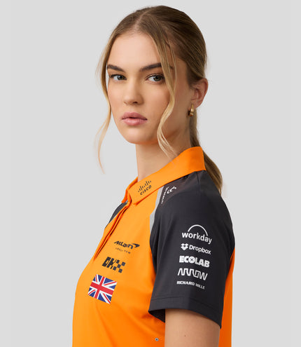 Official Womens McLaren Formula 1 Team Polo Shirt Lando Norris - Papaya/Phantom