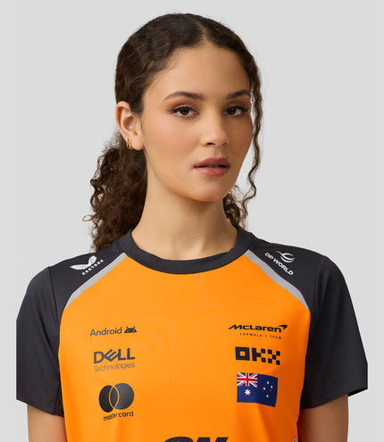 Official Womens McLaren Formula 1 Team Set Up T-Shirt Oscar Piastri- Papaya/Phantom