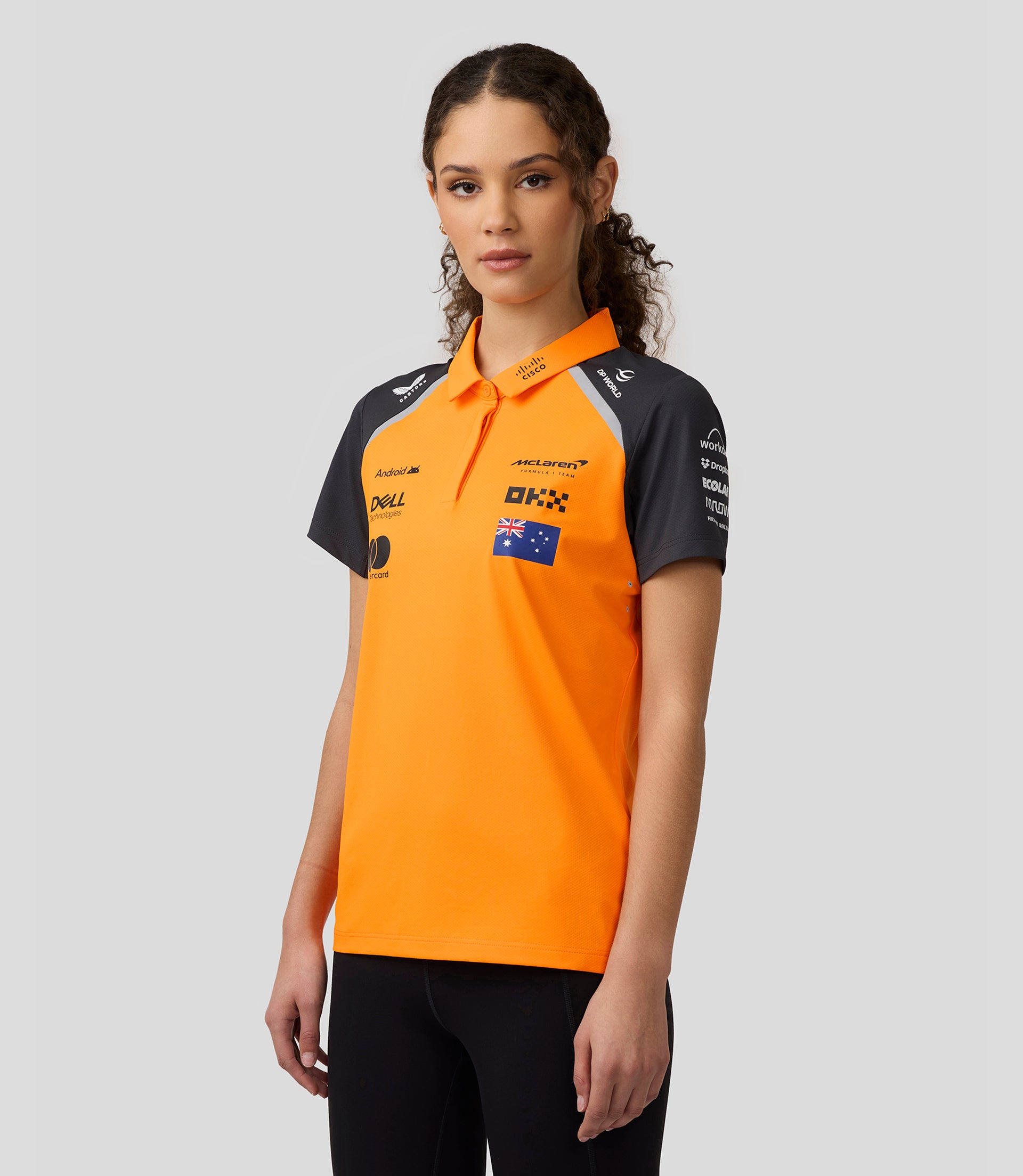 Official Womens McLaren Formula 1 Team Polo Shirt Oscar Piastri - Papaya/Phantom