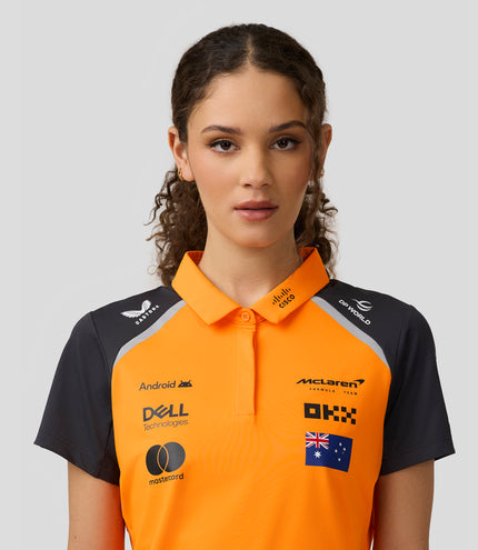 Official Womens McLaren Formula 1 Team Polo Shirt Oscar Piastri - Papaya/Phantom