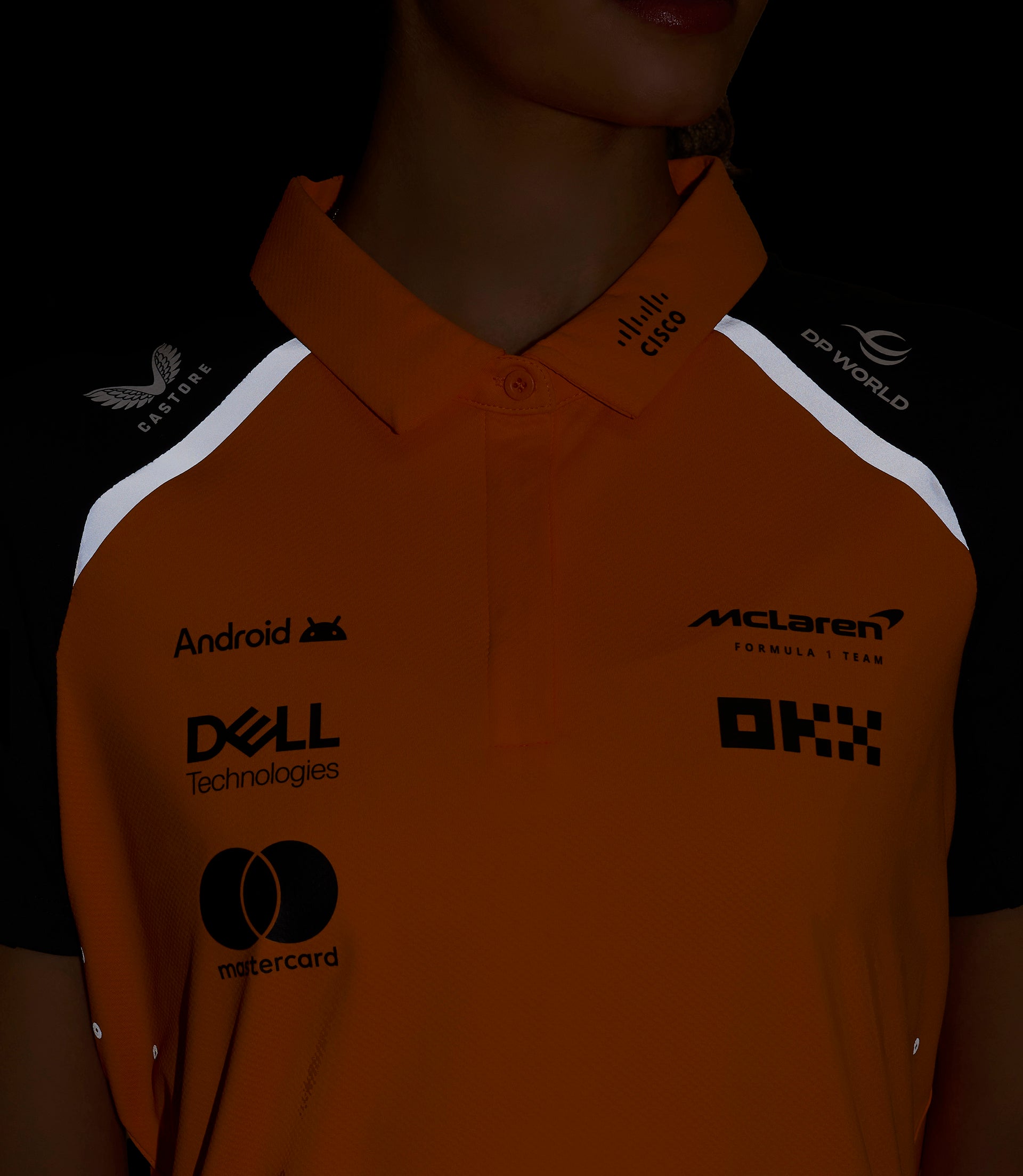 Official Womens McLaren Formula 1 Team Polo Shirt - Papaya/Phantom