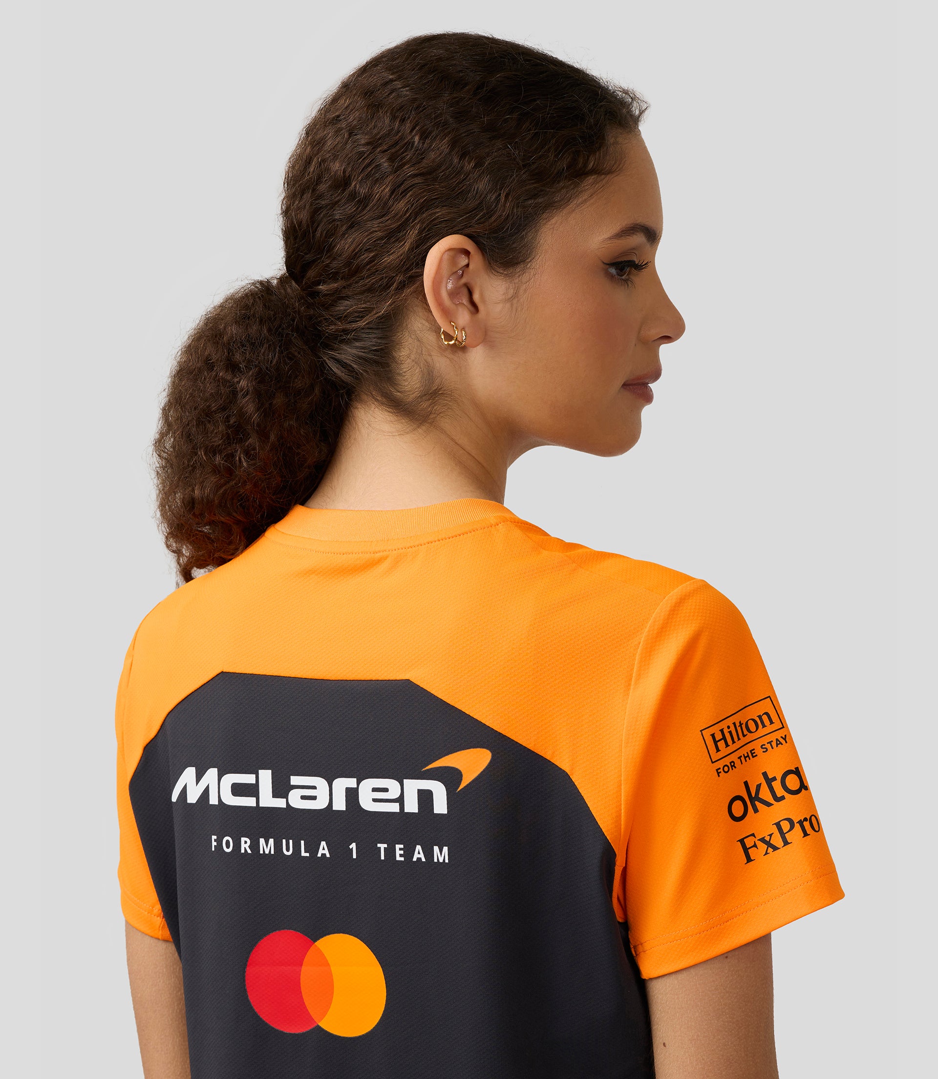 Official Womens McLaren Formula 1 Team Set Up T-Shirt - Phantom/Papaya