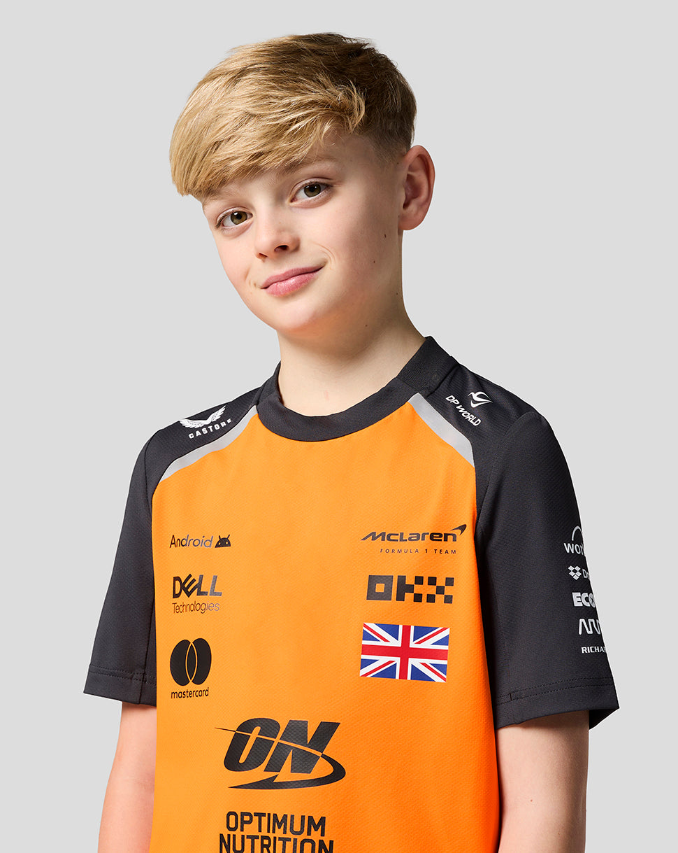 Official Junior McLaren Formula 1 Team Lando Norris Set Up T-Shirt - Papaya/Phantom