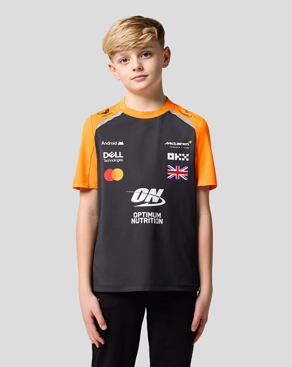 Official Junior McLaren Formula 1 Team Lando Norris Set Up T-Shirt - Phantom/Papaya