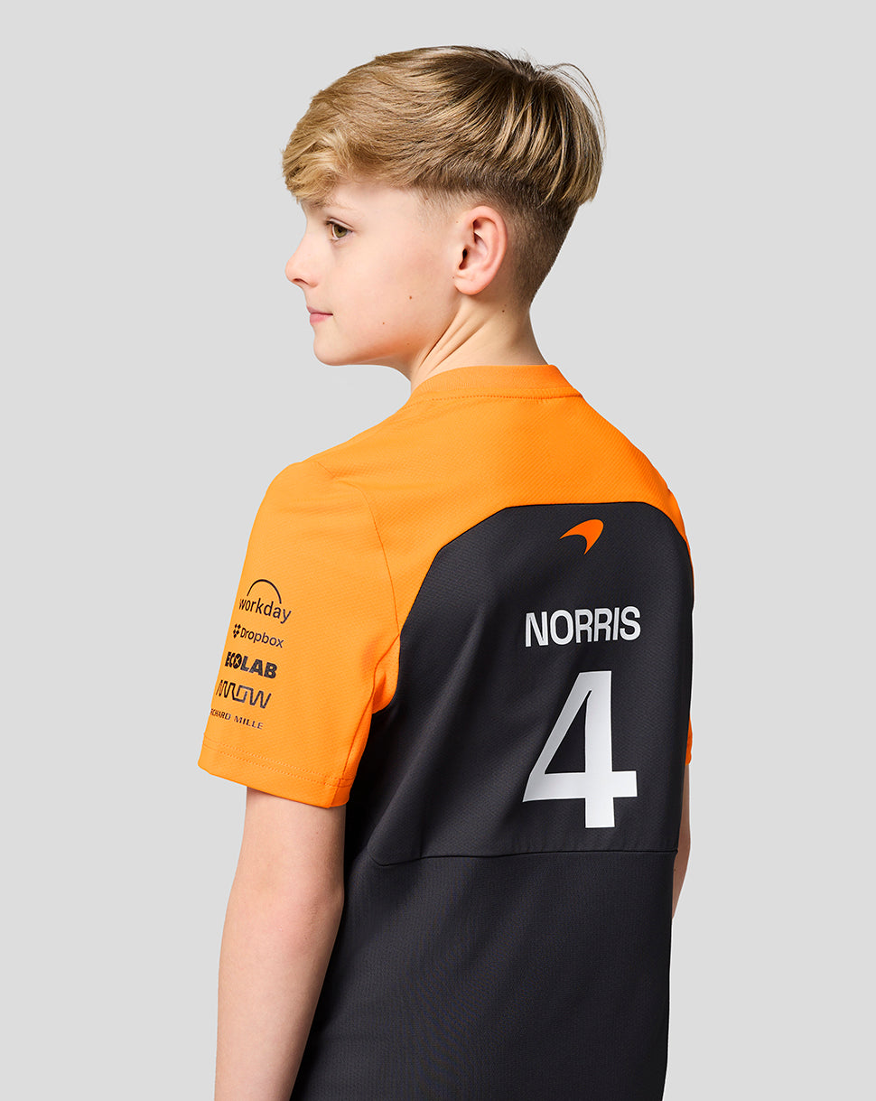 Official Junior McLaren Formula 1 Team Lando Norris Set Up T-Shirt - Phantom/Papaya