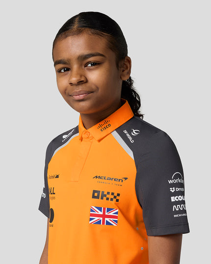 Official Junior McLaren Formula 1 Team Lando Norris Polo Shirt - Papaya/Phantom