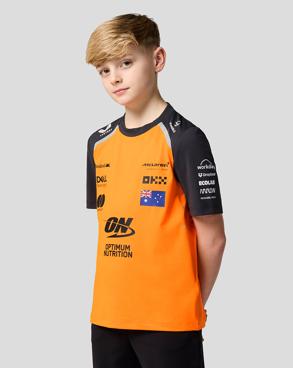 Official Junior McLaren Formula 1 Team Oscar Piastri Set Up T-Shirt - Papaya/Phantom