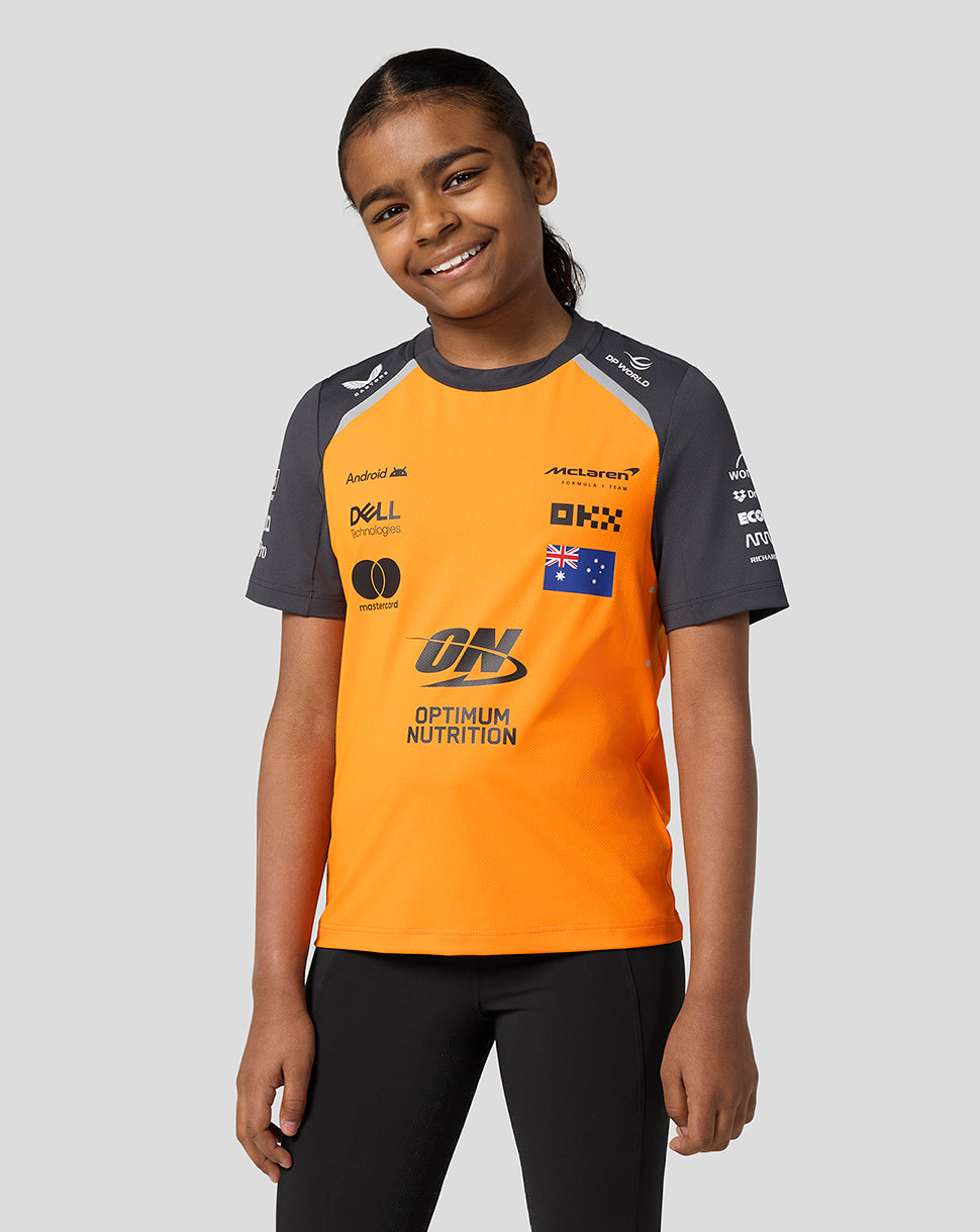 Official Junior McLaren Formula 1 Team Oscar Piastri Set Up T-Shirt - Papaya/Phantom