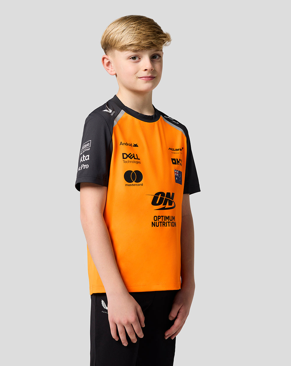 Official Junior McLaren Formula 1 Team Oscar Piastri Set Up T-Shirt - Papaya/Phantom