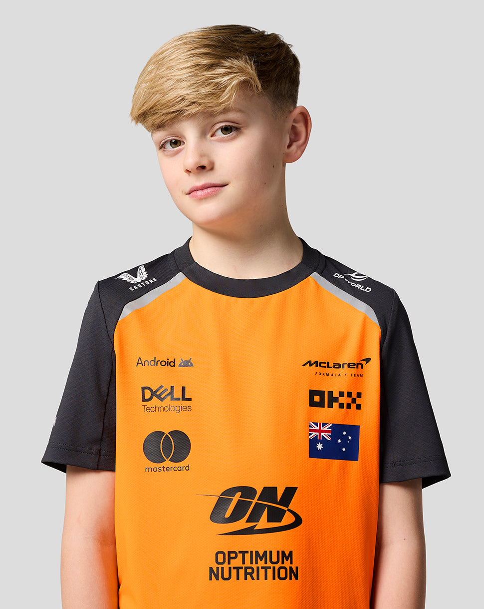 Official Junior McLaren Formula 1 Team Oscar Piastri Set Up T-Shirt - Papaya/Phantom