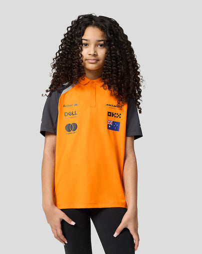 Official Junior McLaren Formula 1 Team Oscar Piastri Polo Shirt - Papaya/Phantom