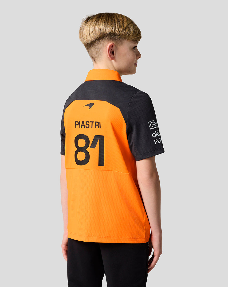 Official Junior McLaren Formula 1 Team Oscar Piastri Polo Shirt - Papaya/Phantom