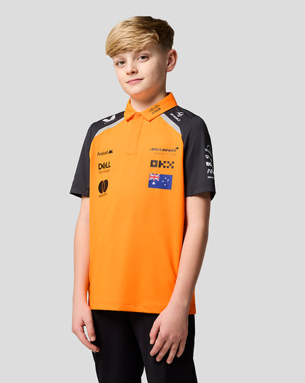 Official Junior McLaren Formula 1 Team Oscar Piastri Polo Shirt - Papaya/Phantom