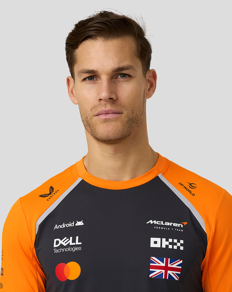 Official Mens McLaren Formula 1 Team Lando Norris Set Up T-Shirt - Phantom/Papaya