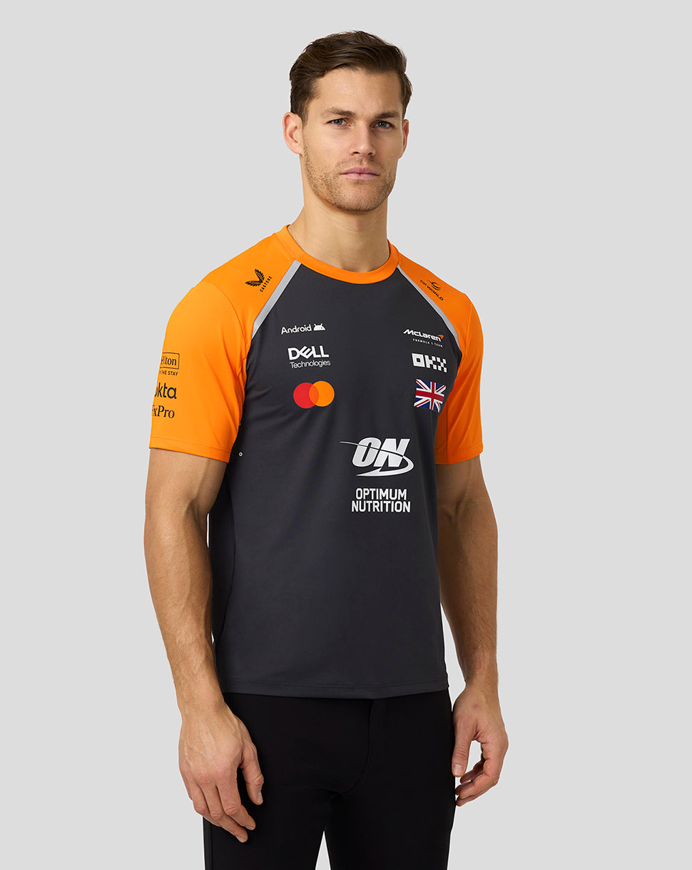 Official Mens McLaren Formula 1 Team Lando Norris Set Up T-Shirt - Phantom/Papaya