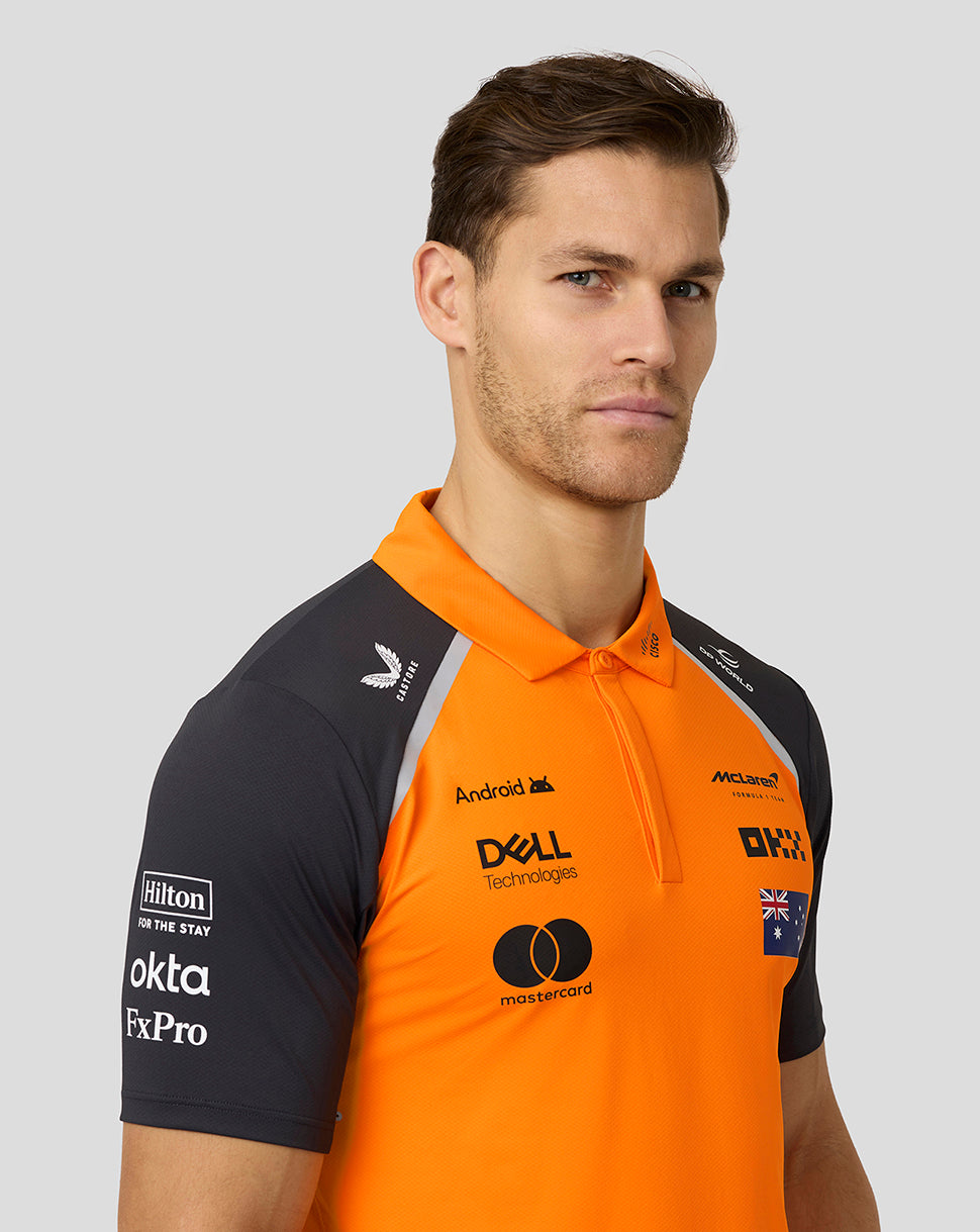 Official Mens McLaren Formula 1 Team Oscar Piastri Polo Shirt - Papaya/Phantom