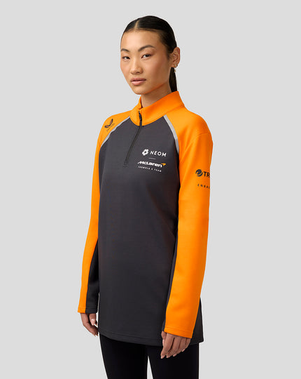 Official Unisex NEOM McLaren Formula E Team Quarter Zip Top - Phantom/Papaya