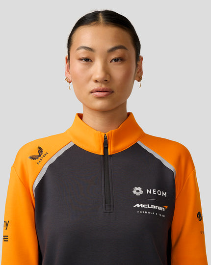 Official Unisex NEOM McLaren Formula E Team Quarter Zip Top - Phantom/Papaya