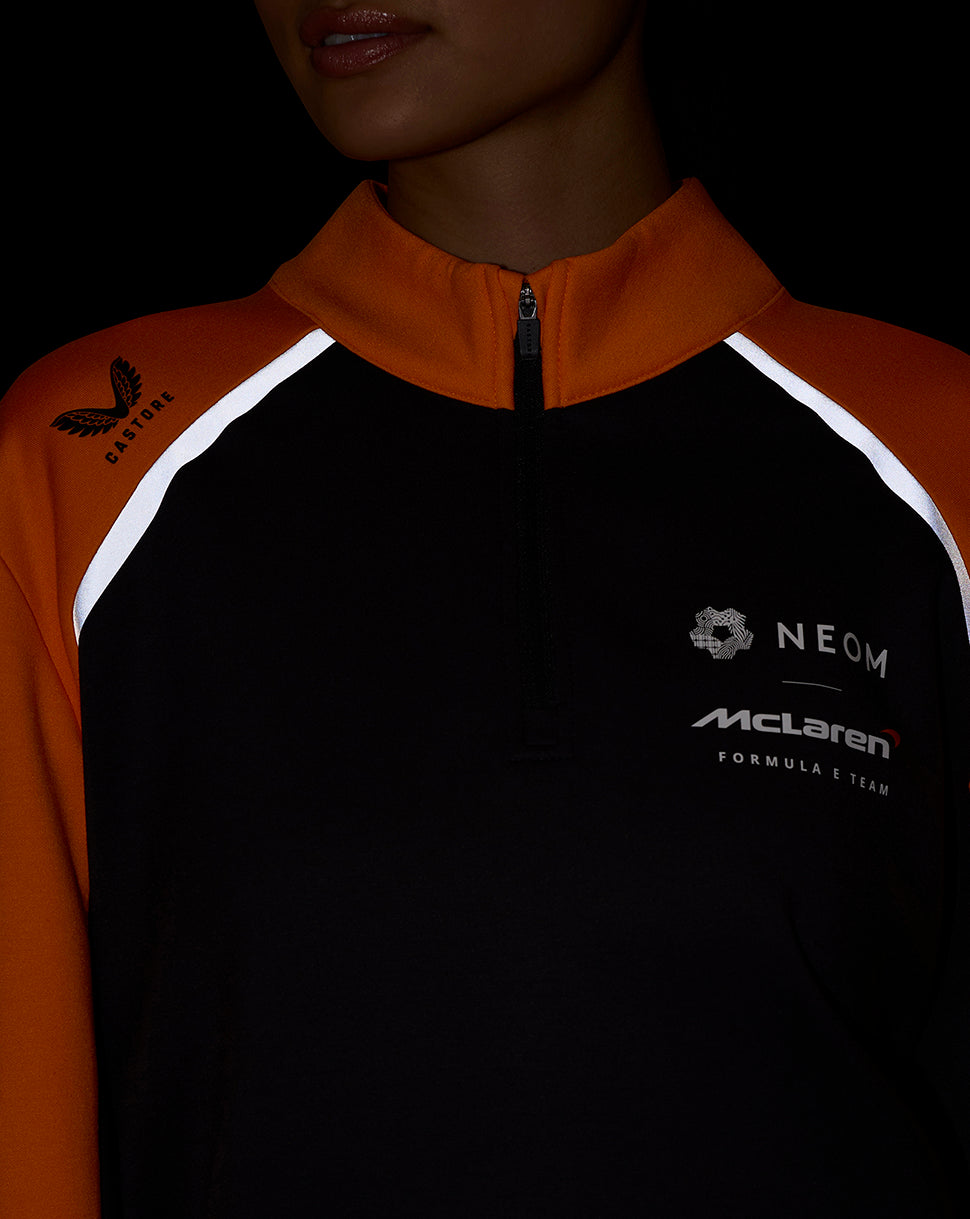 Official Unisex NEOM McLaren Formula E Team Quarter Zip Top - Phantom/Papaya