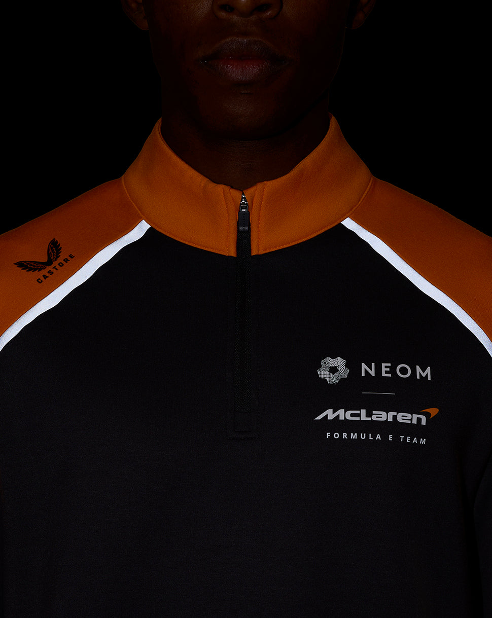 Official Unisex NEOM McLaren Formula E Team Quarter Zip Top - Phantom/Papaya