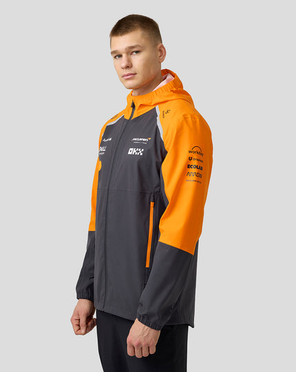 Official Unisex McLaren Formula 1 Team Waterproof Rain Jacket - Phantom/Papaya